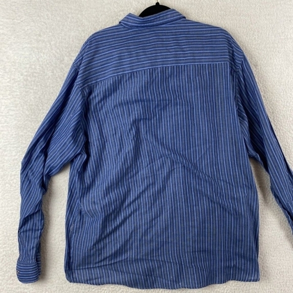 Vintage Haband Men's 2X  Western Pearl Snap Blue Striped Shirt Lightweight EUC - Picture 2 of 12